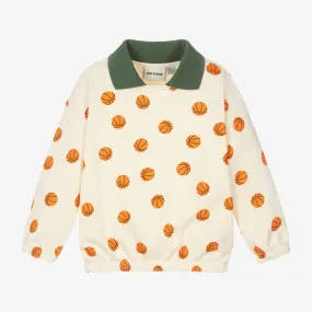Ivory Cotton Basketball Sweatshirt